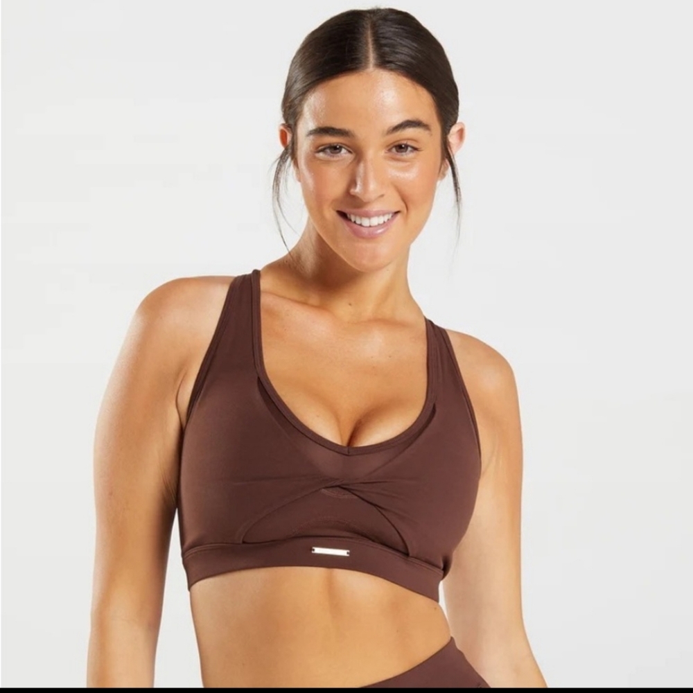 Gymshark x Whitney Simmons Mesh Sports Bra - M - Rekindled Brown